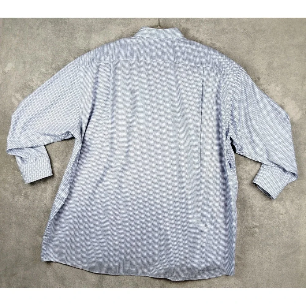ETON Classic Fit Dress Shirt Blue Geometric Mens 3XL(19 48) Button Long Sleeve